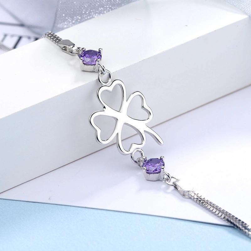 S925 Silver Fashion Women Accessories Our Leaf Clover Flower Bracelet