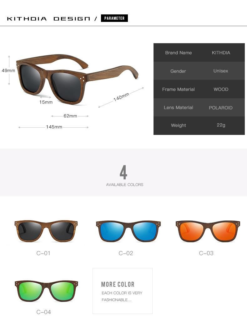 Women Men Best Hot Selling Sun Glasses Shades Colorful Oversized Square Fashion Trendy Wood Bamboo Sunglasses