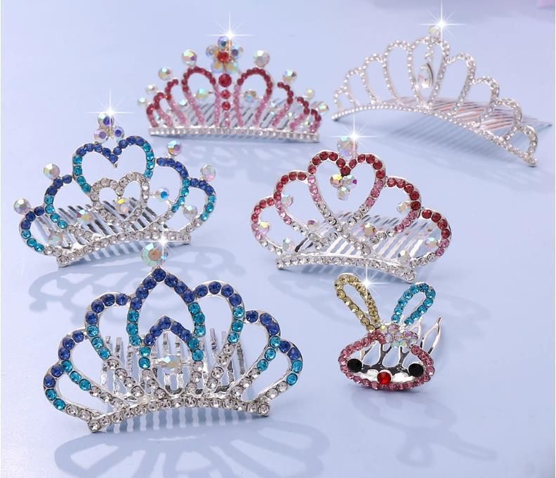 Tiara Children Princess Rhinestone Crown Comb Hair Accessories