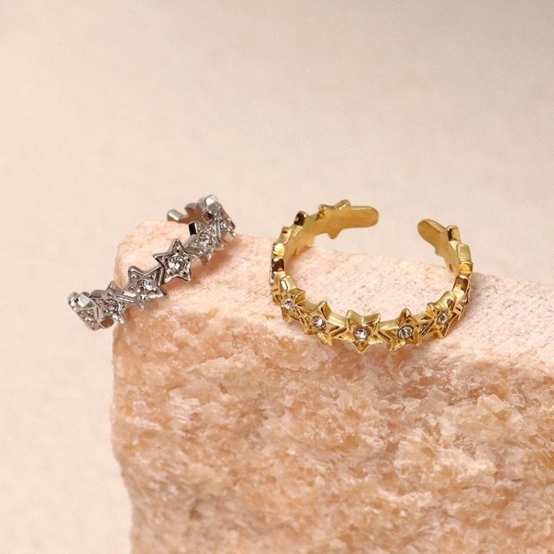 2022 New Arrival Products Custom Made 3D Star Design 14K Gold Plating Men′s Ring