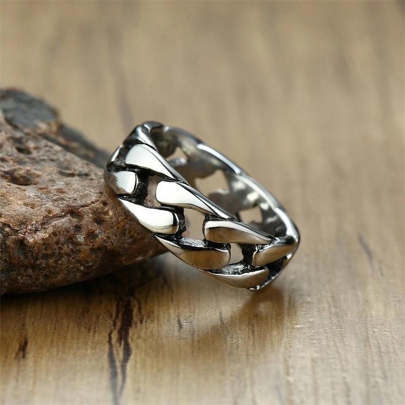 European and American Wave Finger Ring in Stainless Steel Material