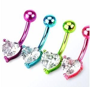 Charming Crystal Dangling Heart Belly Ring