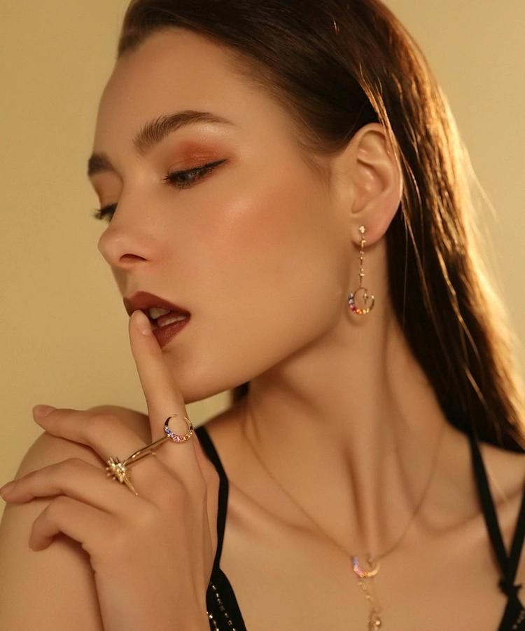 Fashion Jewelry Wholesale 18K Gold Plated Jewelry Cross Earring Crescent Moon Tassel Earrings Earrings for Women