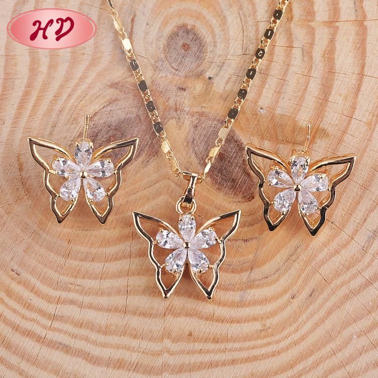 Fashion Wholesale Hengdian Costume Imitation Gold Plated Earring Sets Pendant Necklace Jewelry