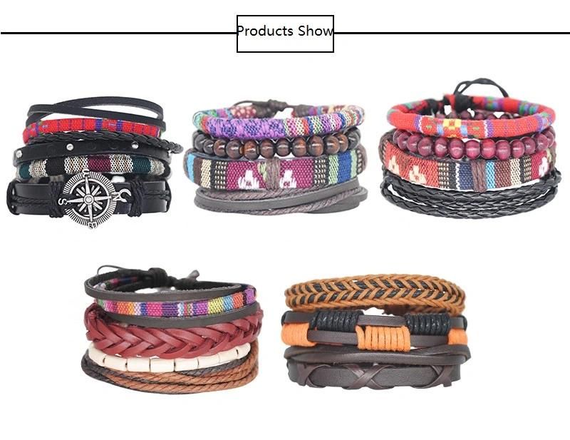 Bohemian National Style Retro Handwoven Leather Rope Multi-Layer Combination Couples Bracelet