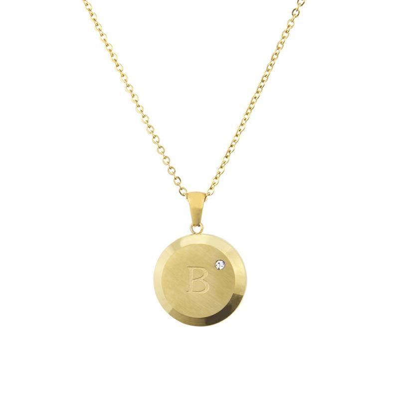 Manufacturer Custom Fashion Jewelry 18K PVD Gold Plated High Quality Non Fade Stainless Steel jewellery 18K Letter Necklace Coin Jewelry