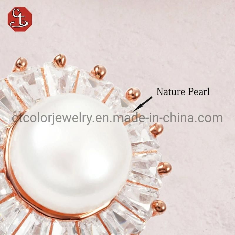 925 Sterling Silver Elegant Temperament Jewelry Nature pearl Ring