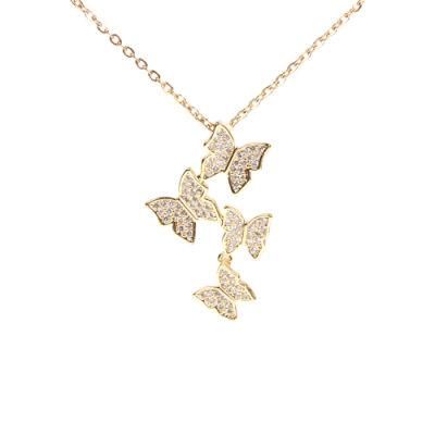 New Arrivals Gift Women Accessories Gold Plated Jewelry Zircon Clavicle Chain Butterfly Pendant Necklace