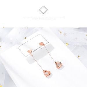Love Heart Diamond Gold Plated Stainless Steel Earrings Stud