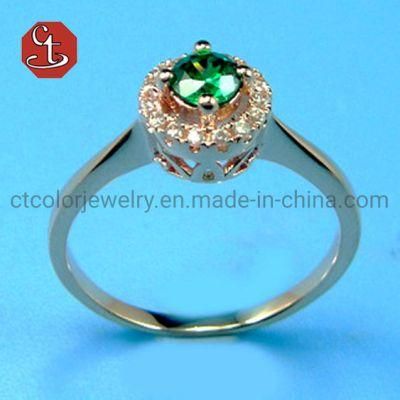 Pretty Female Small Round Stone Ring Fashion Promise Love Engagement Ring Green CZ Cubic Zircon Wedding Rings For Women