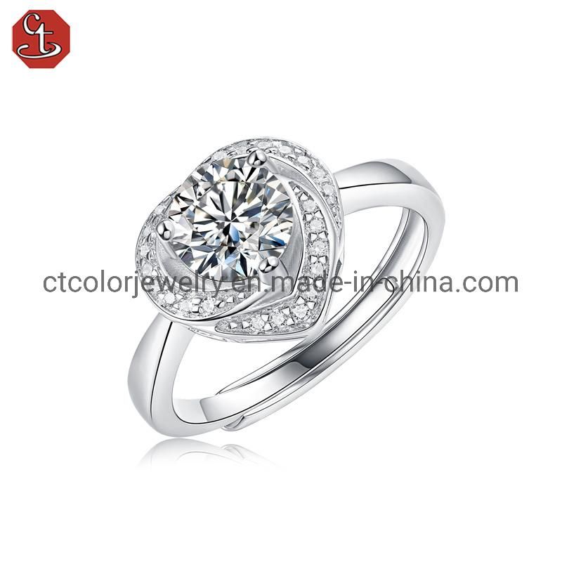 Fashion Jewelry Heart-Shaped Rose and Diamond Rings for Proposal Parties Moissanite Ring