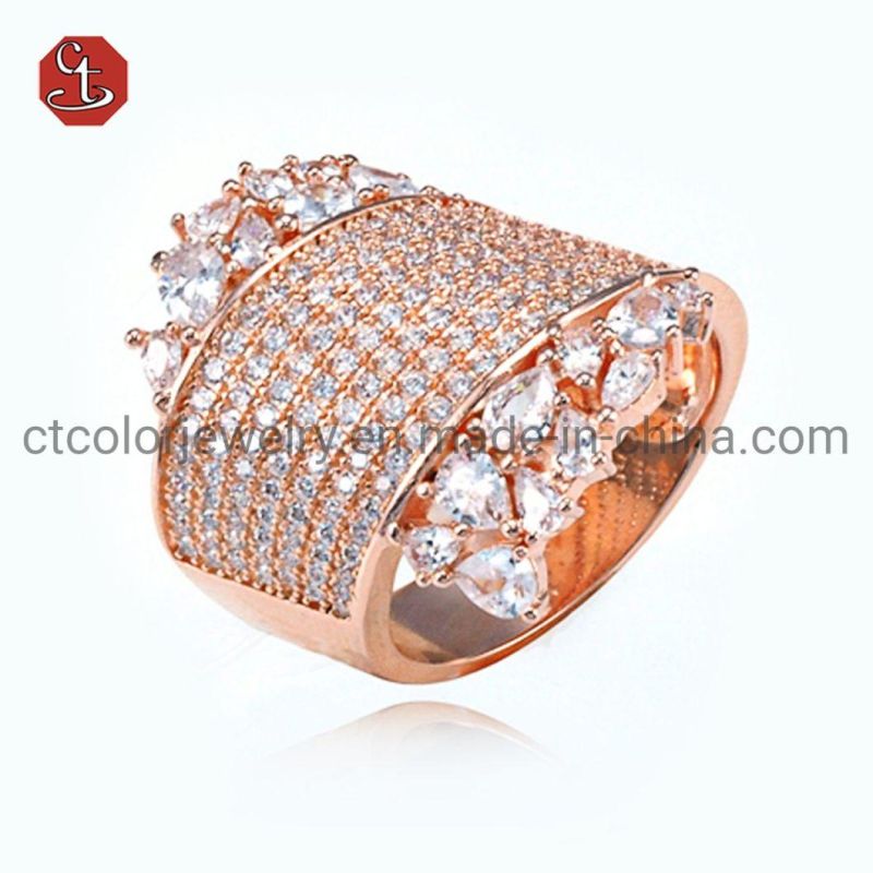 Wide Silver Rings Fashion Green CZ Ring with Black Plated