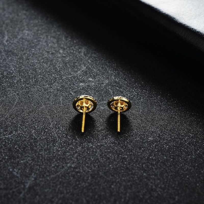 Hip Hop Round 925 Silver Inlaid Zircon Stud Earring