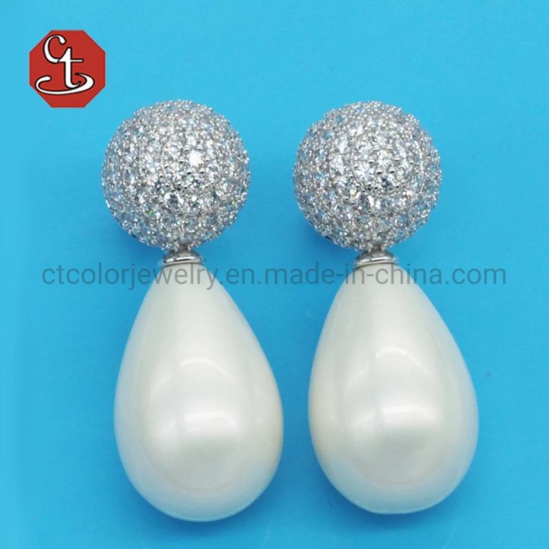 Elegant 925 Sterling Silver Earrings Jewelry Fashion Shining CZ Zirconia Pearl Ball Stud Earrings for Women Birthday Gifts
