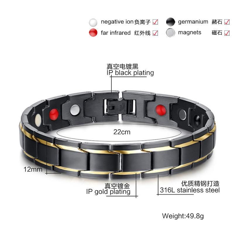 Magnetic Bio Energy Health Steel Bracelet for Men