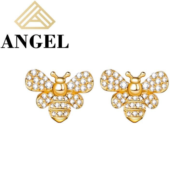 Butterfly Earrings, Gold-Plated Ladies Fashion Diamond Crystal Earrings