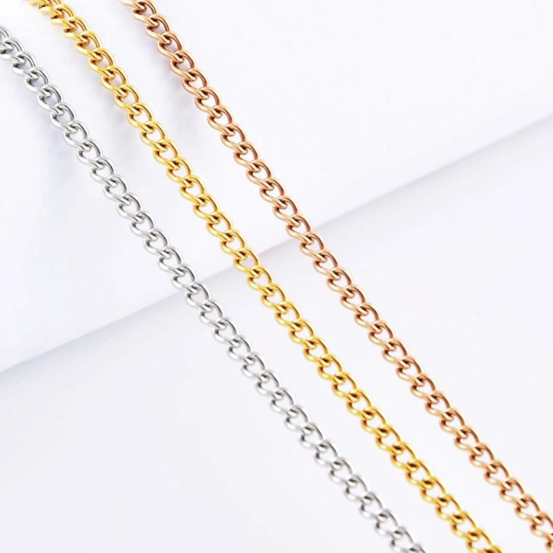 Factory Wholesale 316L Gold Plated Stainless Steel Chain Necklace Curb Chain Jewelry for Classic Bracelet Anklet Lady Fashion Design