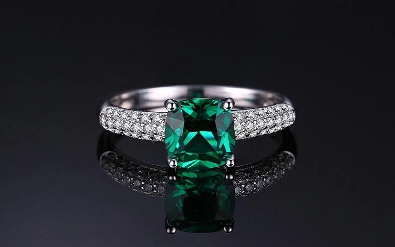 Wholesale 925 Sterling Silver Jewelry Created Emerald Pendant Necklace for Women