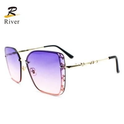 Oversize Carved Custom Logo Ready Women Sunglasses