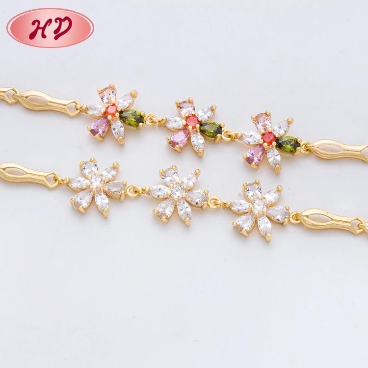 Handmade White Cubic Zirconia Gold Plating 14K 15K Gold Bracelet