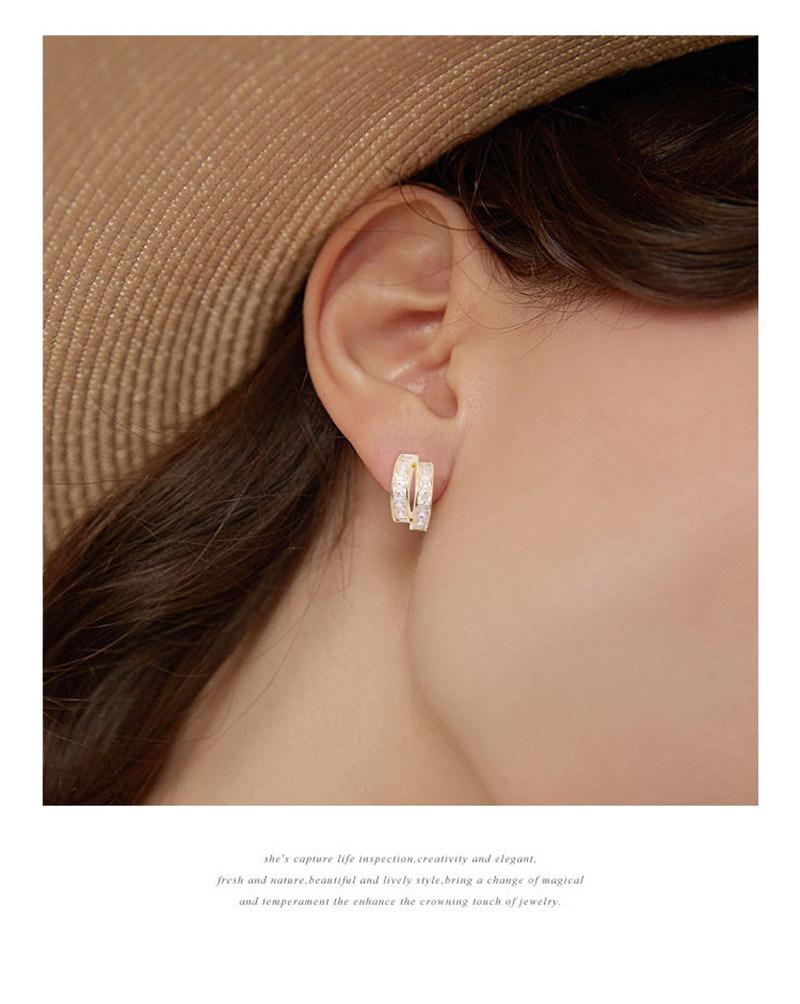 Custom Jewellery Manufacturer New Double Row Design 18K Gold Plated Jewelry Cubic Zircon Earrings for Women Jewelry
