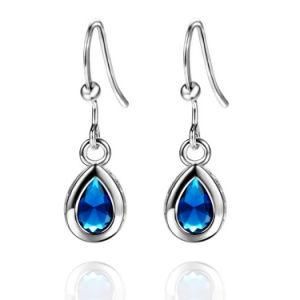 Hook Style Elegant Lady Dangle London Blue Zircon Earring