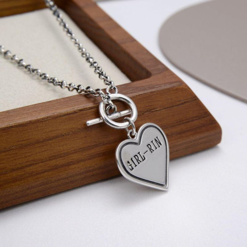 High Quality 925 Sterling Plain Silver Heart Pendant Necklace