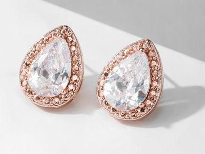 Wedding Round CZ Earring Jewelry, Bridal Earring, Bridal Stud Earring Jewelry, Bridesmaid Earring, Factory Direct Wholesale
