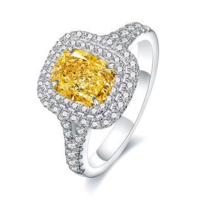 Fashion Jewelry Cushion Shape Simulated Diamond Engagement Ring in Silver Plated Jewelry