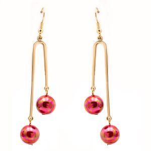 Women Fashion Jewelry Accessoires Red Pearl Drop Earrings