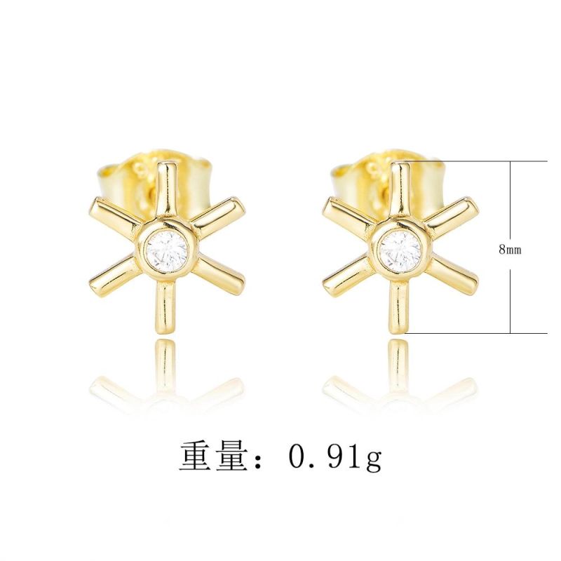 New Arrival 18K Gold Plated 925 Sterling Silver Starflower Ear Stud Bridesmaid Earring
