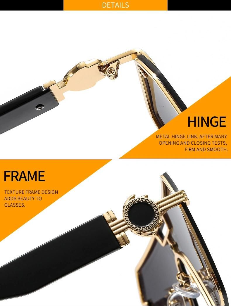 2022 New One Piece Metal Sunglasses Retro Fashion Modern Color Sunglasses