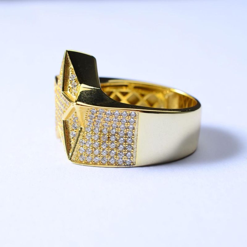 New Arrival Products 3D Star Design 14K Gold Plating Men′ S Ring