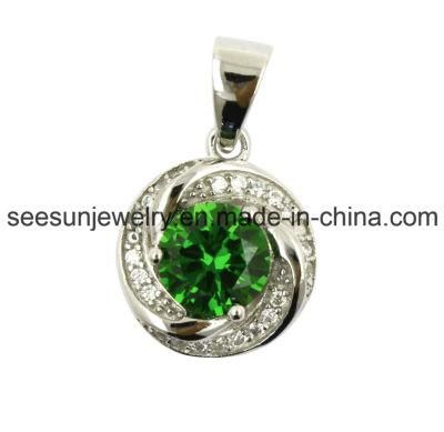 Fashion Silver Jewelry Pendant with Green CZ