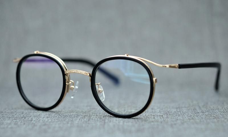 Optical Glasses Custom Logo Gold Plating Eyewear Mens Titanium Men New Fashion Brand Designer Vintage Round Japan Stainless Eyeglasses