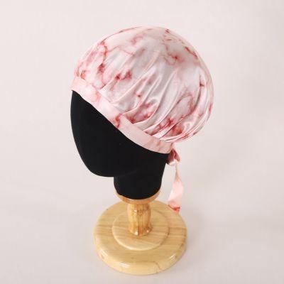 Best Selling Silk Sleep Night Bonnet with Custom Logo Double Layer Satin Bonnets with Logo Adjustable Hair Bonnet for Women