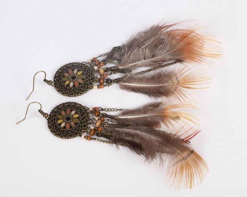 Fashionable Long Feathered Tassel Earrings