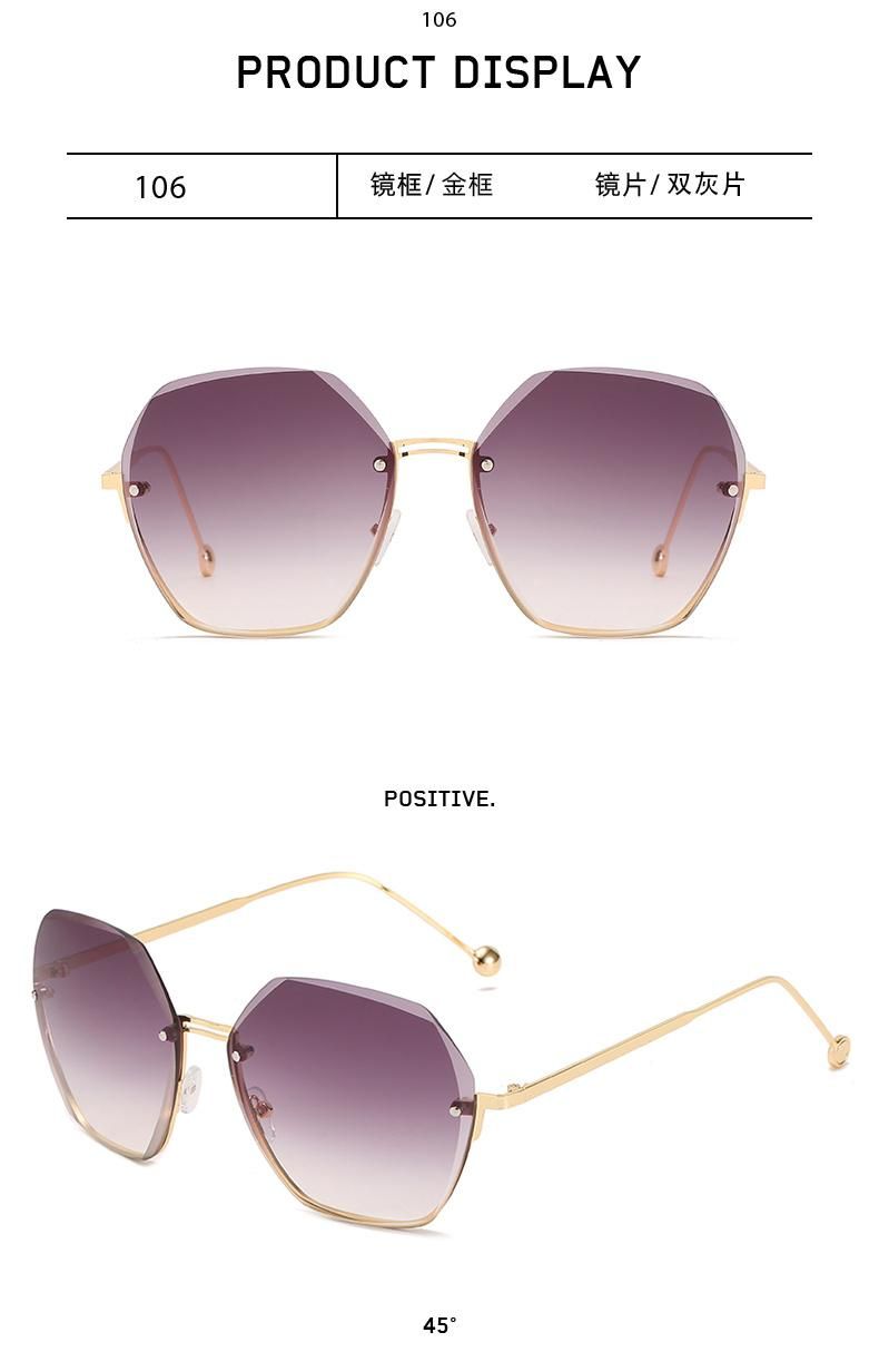Trendy Sunglasses Frameless Cut Edge Gradient Color Sunglasses Female Polygon Personalized Glasses