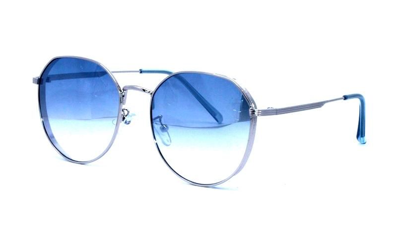 UV400 Protection Retro Classic Round Shape with Light Color Polycarbonate Lens Silver Frame Metal Sunglasses