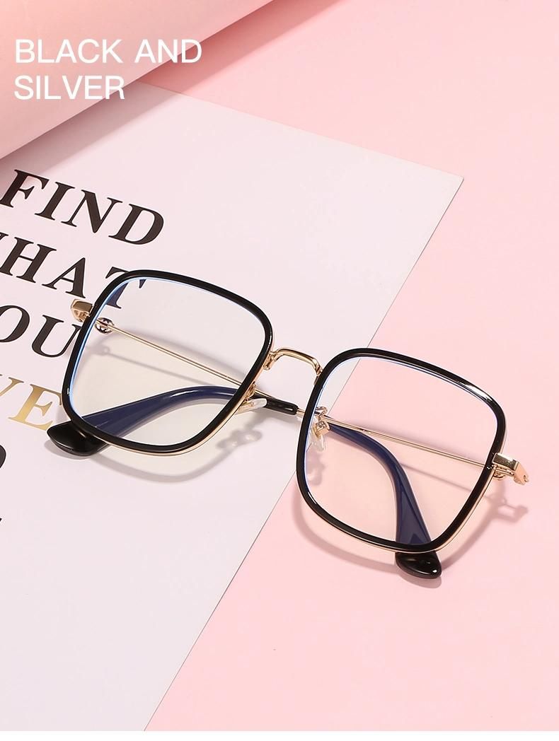 Anti-Blue Glasses Flat Mirror Plain Metal Lightweight Can Be Equipped with Myopia Glasses
