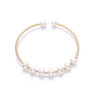 Natural Freshwater Pearl 14K Gold Pearl Bracelet
