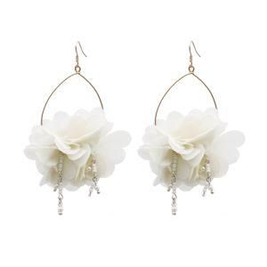 Fashion Accessories Women Jewelry White Fabric Flower Earrings
