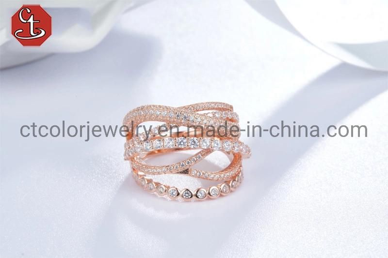 Best jewellery online 925 silver rose plated 4A zircon Ring