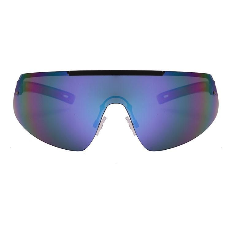 2019 Hot Selling Trendy One Piece Blue Mirror Sporty Sunglasses