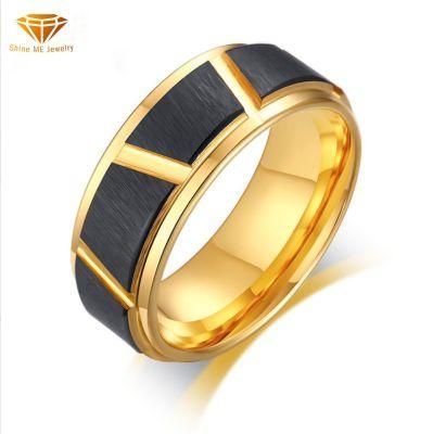 Manufacturers of Tungsten Jewelry Custom-Made Wholesale Black Gold Men&prime; S Tungsten Fashion Ring Tstr088
