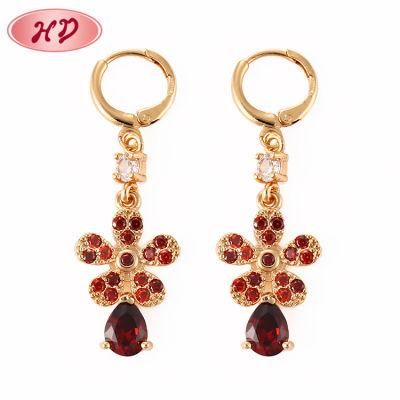 New Popular Design Jewelry Gold Plating CZ Long Drop Earrings