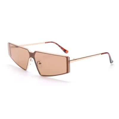 2022 Fashion Unique One-Piece Unisex Luxury Sun Glasses Metal Frame Cat Eyes Rimless Sunglasses