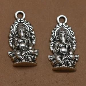 Ganesha Buddha Elephant Pendants Round Cross Chain Necklace