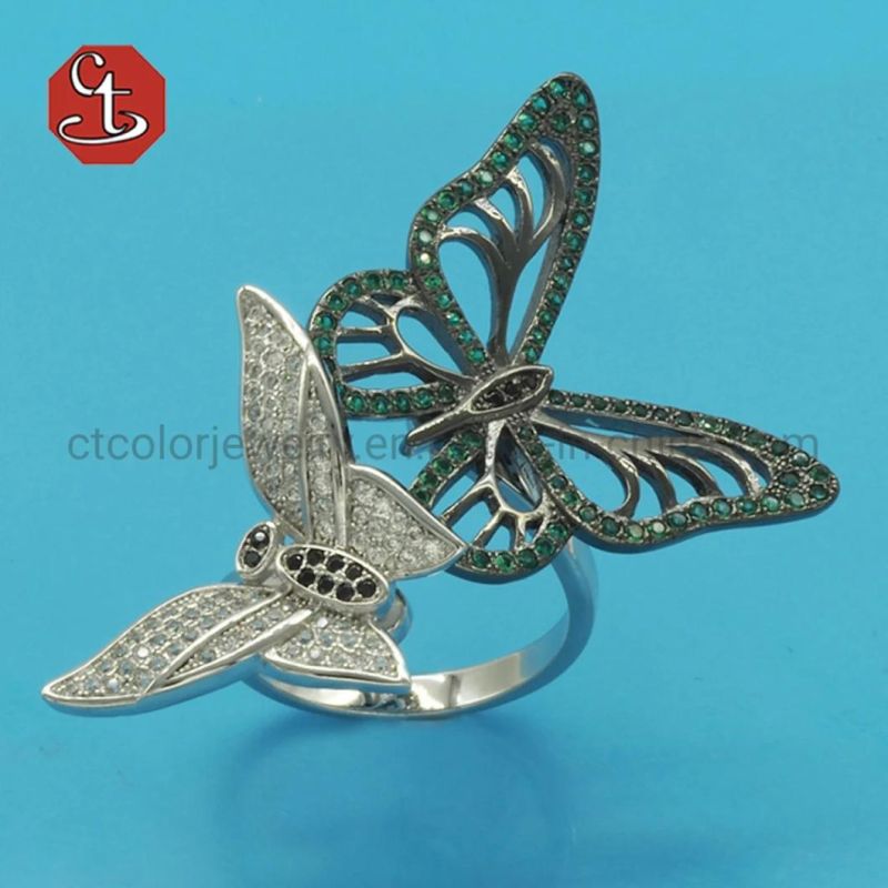 Fashion Butterfly Shaped Finger Rings For Women Luxury Black Color Accessories Jewelry Korean Version Twist Knuckle Ring