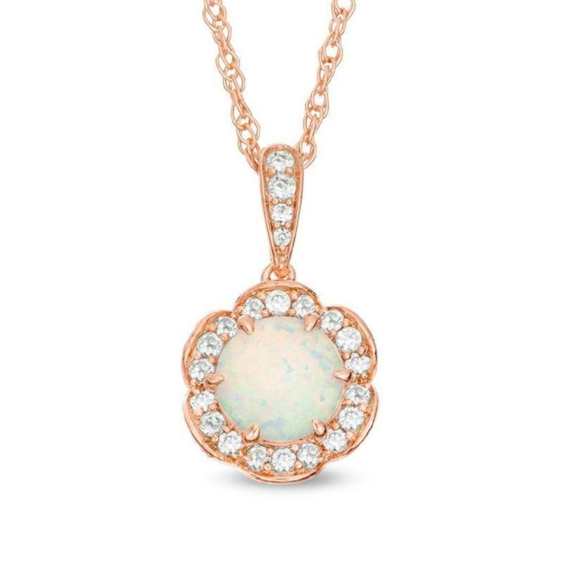 Hot Selling Jewelry Rope Frame Vintage-Style Oval Opal with CZ Necklace S925 Gold Plated Wholesale Necklace